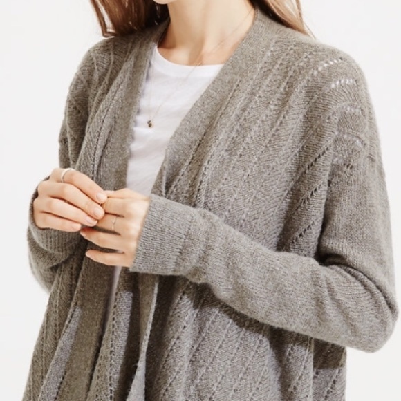 Lou & Grey Wool Alpaca Pointelle Open Cardigan - Picture 3 of 8